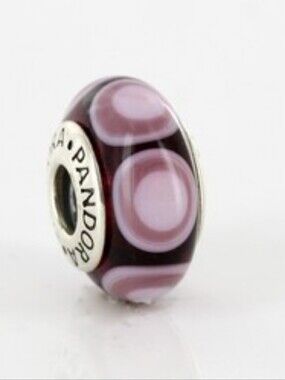 Pandora Purple Bubbles Murano Glass Charm Sterling Silver Retired